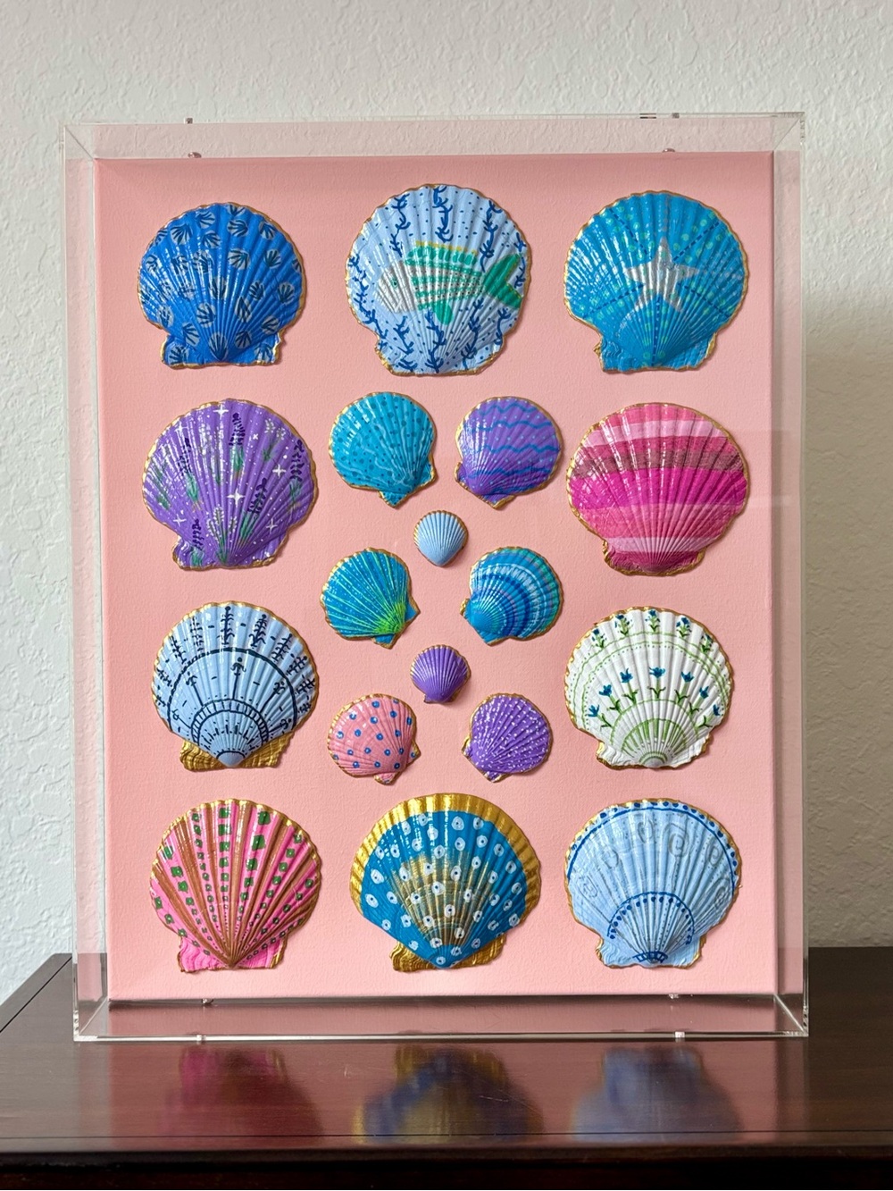 She Shells Art - Hand-Painted Seashell Art on Canvas - Siren's Coral Reef